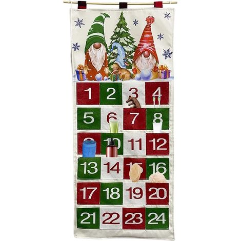 Großer, faltbarer Adventskalender aus Stoff Weicher Stoff-Adventskalender mit Taschen für Büro, Küche, Badezimmer, Kinderzimmer, Schlafzimmer, Klassenzimmer, Schule (1/5)