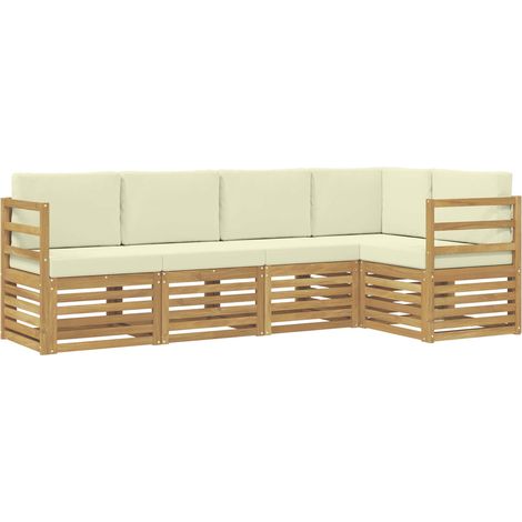Set divano sezionale con cuscino 5 pcs Bianco e Crema vidaXL