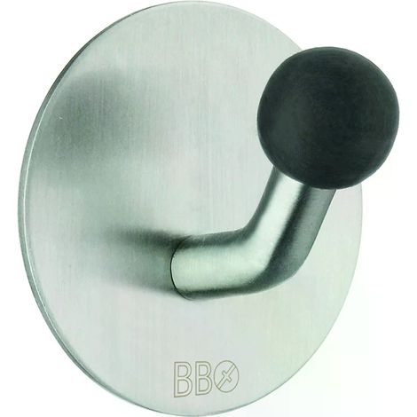 Smedbo Design Haken in Edelstahl gebürstet/Knopf Schwarz, Selbstklebend B1084 (1/2)