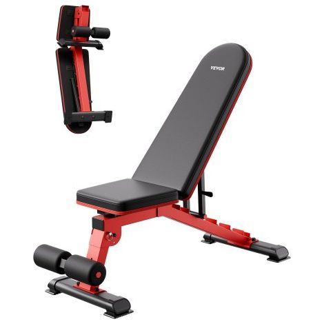 Hantelbank Hantelbankpresse (544 kg belastbar) für Ganzkörpertraining, verstellbare Sit-up-Bank für Krafttraining im Heim-Fitnessstudio, Flachbank mit Schnellklapp- und Schnellverstellung (1/5)