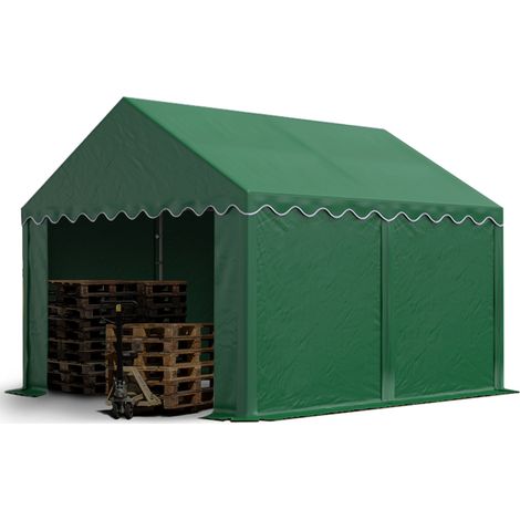 TOOLPORT Storage tent 3x4 m PVC 750 N waterproof dark green shelter with ground frame (1/5)
