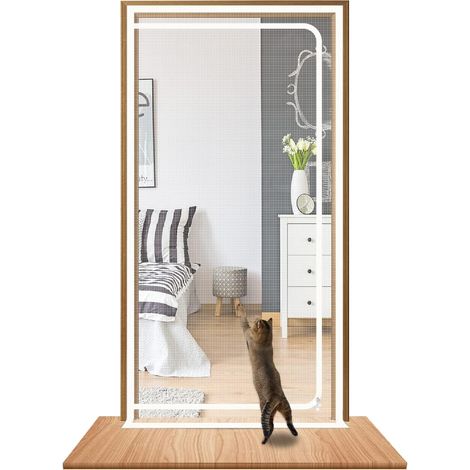 Grillage pour chat Compatible avec une taille de porte de 110 cm x 220 cm, porte anti-insectes pour animaux de compagnie, empêcher les chats de s'échapper, grillage pour chat pour l'introduction de (1/5)
