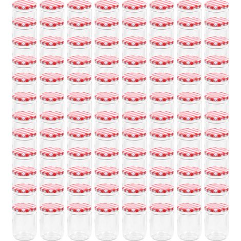 Pots à confiture Couvercle blanc et rouge 96 pcs Verre 230 ml CFW406563 (1/5)