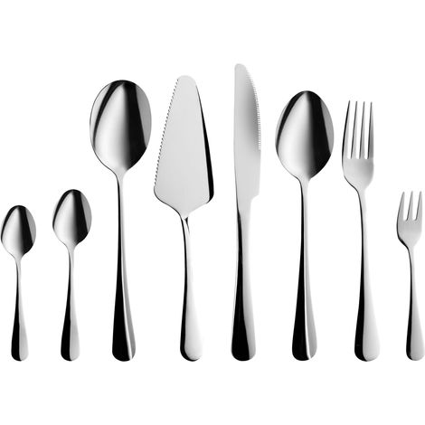 Set di posate moderne 70 pezzi Coltello Forchetta Cucchiaio Cucchiaino da tè Forchetta da torta Paletta da torta Cucchiaio da caffè Cucchiaio da insalata Acciaio inossidabile Argento Rotini