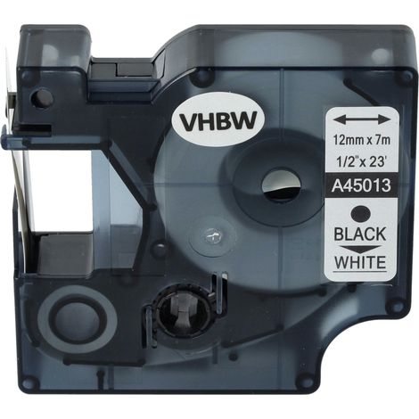 vhbw Label Tape compatible with Dymo LabelWriter Duo, Duo 400, Duo 450 Label Printer 12mm Black on White (1/4)