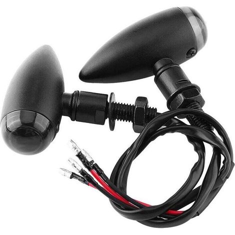 2pcs Moto Bullet Ambre Clignotants Indicateur clairage Lampe Noir (1/4)
