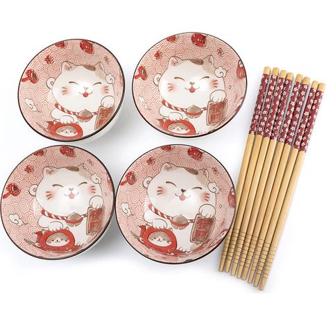 Coffret 4 Bols Maneki Neko-Bols à Riz, Petit Déjeuner (1/5)