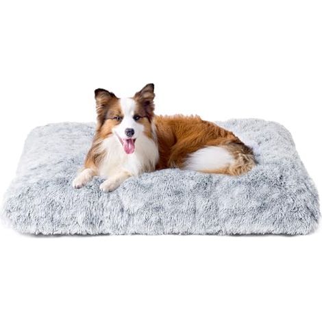 Panier Chien Grande Taille, Coussin Chiens Moyen Taille Anti Stress Lavable et Antidérapant, Moelleux Lit pour Chien Peluche, Gris, 90x60cm (1/4)