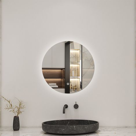 AICA Bathroom Round 500MM LED Mirror with Dimmable LED Illuminated, Memory function and Touch control Wall Mounted Vanity Mirror