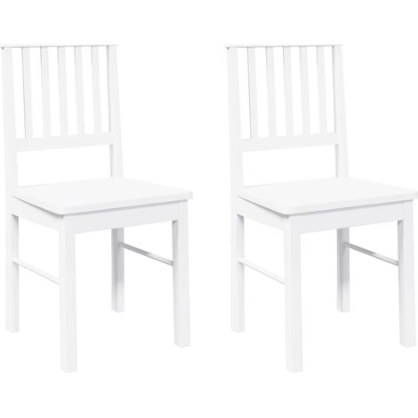 Lot de 2 Chaises à manger，Chaise de cuisine blanc bois massif caoutchouc CFW99929 (1/5)