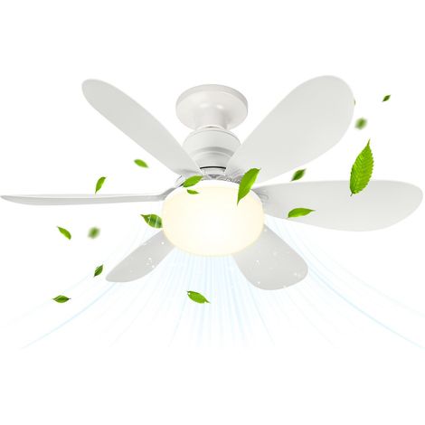 Ventilateur de Plafond avec Lumière et Télécommande, 52CM 40W Petit Ventilateur LED Dimmable, 3 Couleurs 3000-6500K, 3 Vitesses, Douille E27 pour Chambre, Cuisine, Salle de Bain (1/5)