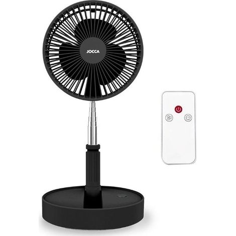 Ventilateur sur pied silencieux sans fil – Batterie rechargeable USB – Autonomie 24h – Hauteur réglable 36-97,5 cm – 3 vitesses – Télécommande incluse – Jocca (1/5)