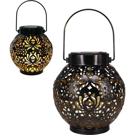 2 Lanternes Solaires Exterieur, Imperméable Blanc Chaud Motif Pivoine Lampe Solaire Exterieur Jardin en Métal, Lanterne Solaire Exterieur A Poser pour Jardin Extérieur Patio Balcon Camping (1/4)