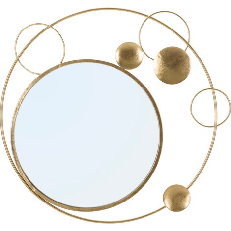 Specchio Planet 90x3x83 cm in Ferro e MDF Oro