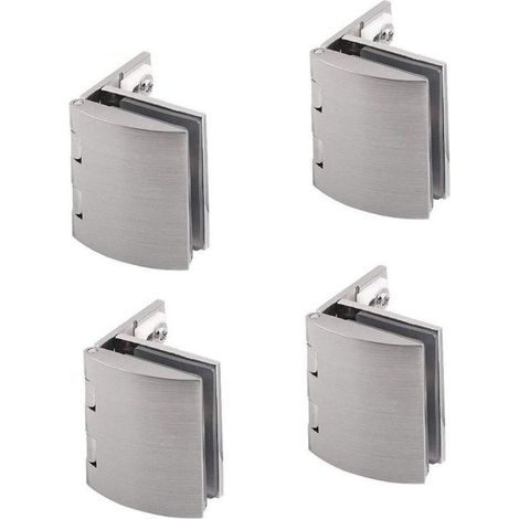 Lot de 4 pinces à verre à 90 degrés, réglables 5–8 mm, charnière en verre pour porte d'armoire, vitrine en verre, porte d'armoire à vin, porte de placard à fixation murale (1/4)