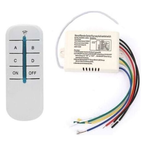 BARKBUSTERS Commutateur de télécommande sans fil 4 voies 220V – Récepteur mural numérique – Alimentation AC200V-240V – Portée 15m (1/4)