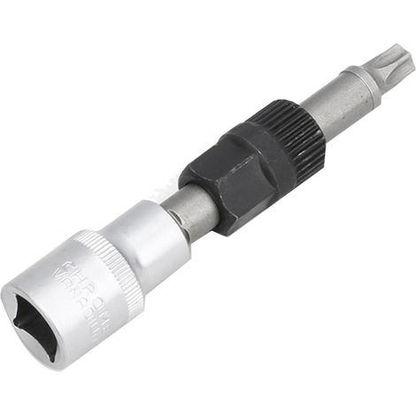 Ein Steckschlüssel mit 33 Zähnen für T50-Lichtmaschinenriemenscheiben, der zum Entfernen der mittleren Schraube einer Lichtmaschinenriemenscheibe verwendet wird.