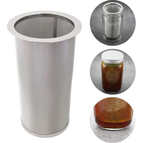 Kaltbrüh-Kaffeefilter, kompatibel mit Einmachgläsern mit weiter Öffnung, hergestellt aus lebensmittelechtem Edelstahl 304, ultrafeines Sieb, Tee- und Früchte-Infuser, für Eiskaffeemaschine, Eisteemasc