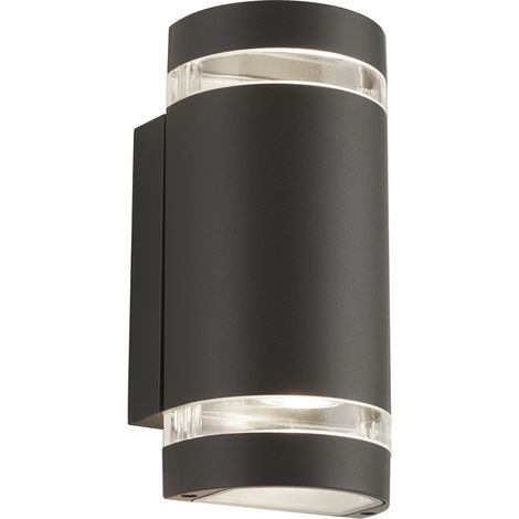 Applique da esterno curvo a 2 fiamme (sorgente LED Gu10 inclusa), diffusore grigio, trasparente (1/4)