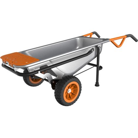 Worx WG050 Carriola Multifunzione a Due Ruote, Porta Sacchi, Porta Fusti, Trasporto Sassi, Trasporto Vasi, Capacità di Carico Max 136kg