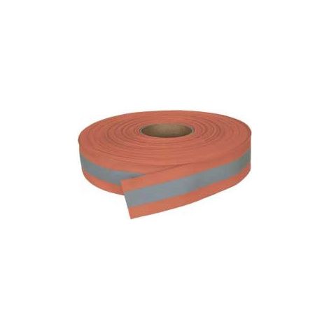 Cinta retroreflectante de coser bicolor VALENTO Amber. Cinta alta visibilidad para ropa de trabajo.  Naranja fosforescente