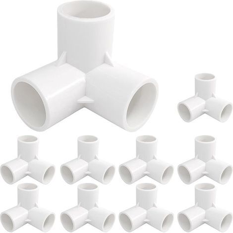 Packung mit 10 3-Wege-PVC-Fittings, 25 mm, für Gewächshäuser und Möbelgestelle (1/5)