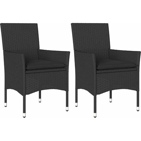 Maison Exclusive - Sedie da Giardino con Cuscini 2 pz Nere in Polyrattan