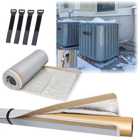 Protective cover for insulating copper air conditioner pipes. Oxford fabric includes 4 adjustable nylon straps (waterproof and heat-insulating).