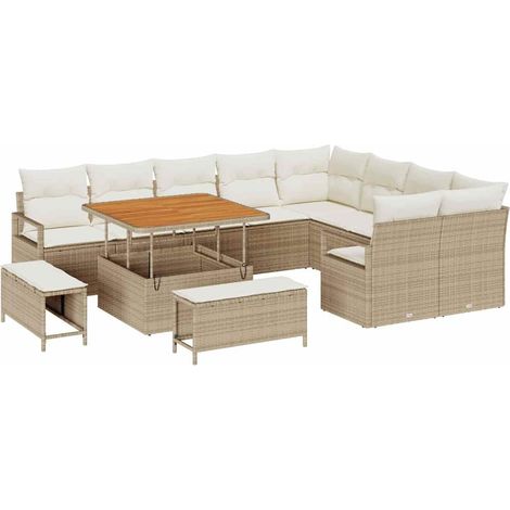Maison Exclusive - Set Divano da Giardino 12 pz Beige polyrattan (1/5)