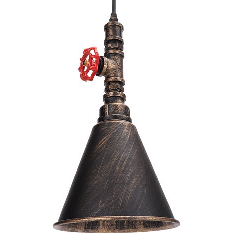 Plafonnier industriel de style vintage en fer, culot LED E27, suspension pour café/bar, 100-240 V (or rouille) (1/5)