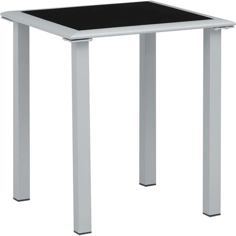 vidaXL Tavolo da Giardino Nero e Argento 41x41x45 cm in Acciaio e Vetro (1/5)