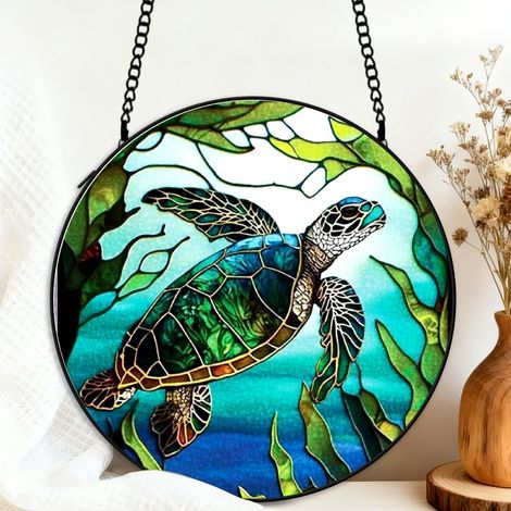Attrape-soleil vitrail dauphin 20 cm décoration suspendue fenêtre animal lumineux cadeau Noël (1/5)