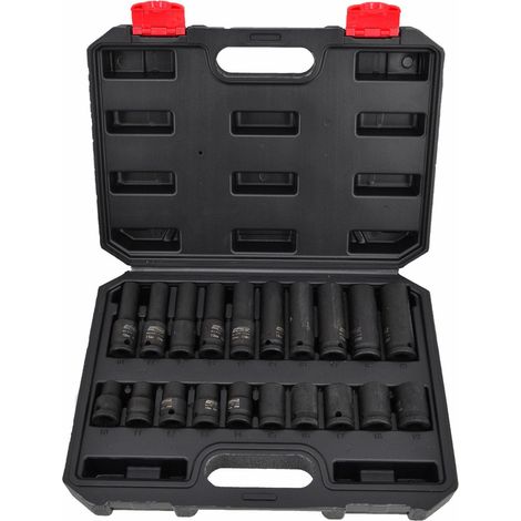 AWTOOLS ZESTAW NASADEK UDAROWYCH 1/2 20cz./10-19mm/ KRÓTKIE I DŁUGIE BLACK LINE