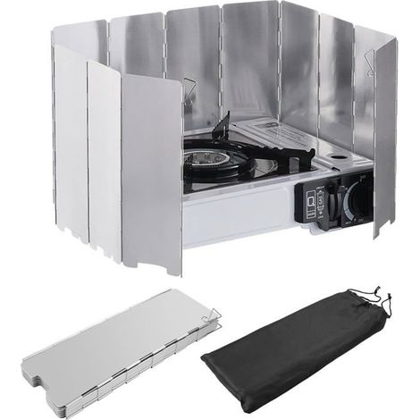 Pare-vent pliable en aluminium, 12 panneaux pare-vent pour réchaud de camping, pare-vent portable (1/5)