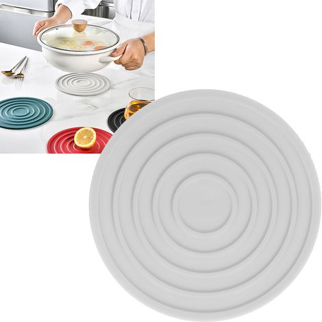 Étagère de rangement, tapis isolant thermique rond épais, tapis pour casseroles et bols à cercles concentriques, anti-brûlure, set de table résistant aux hautes températures, dessous de verre, tapis a (1/5)