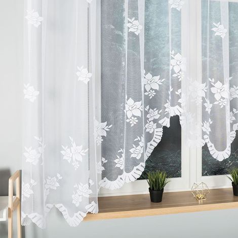 Irena - Rideau jacquard prêt à poser avec fente en bas - 420 x 160 cm - blanc (1/5)