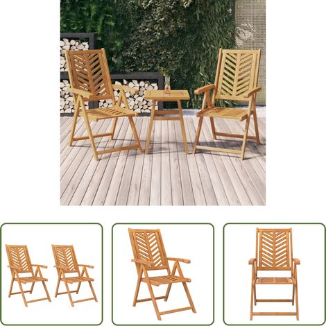 Akazienholz -  Gartenstühle Verstellbar 2 Stk. Massivholz Akazie (1/5)