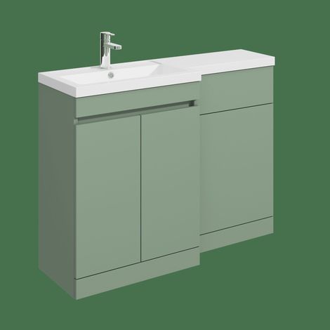 Balterley Tean 1100mm Floor Standing Compact Unit with Left Hand Polymarble Basin - Green