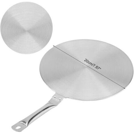 Diffuseur de chaleur pour plaques à induction 20 cm – Acier inoxydable – Poignée résistante à la chaleur – Compatible cuisinières induction, gaz, électrique