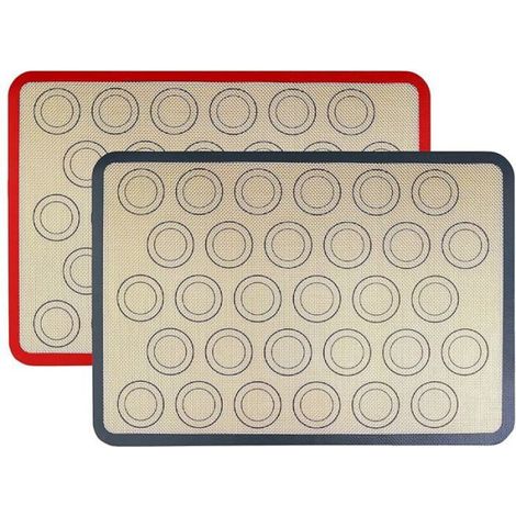 Lot 2 tapis cuisson pour macarons rouge et noir tapis cuisson antiadhésif réutilisable tapis en silicone pour macarons
