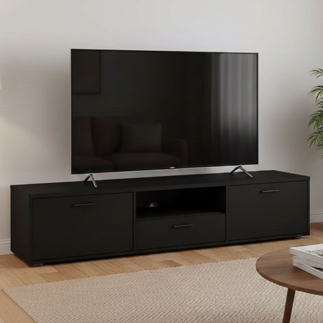 Dmora - Mueble de televisión Giaele, Aparador de salón, Mueble bajo para TV, Base de pared equipada, 177x40 h38 cm, Negro (1/5)