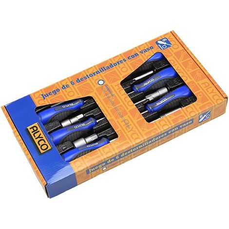Juego de 6 destornilladores con vaso hexagonal y mango bimaterial ALYCO (1/2)