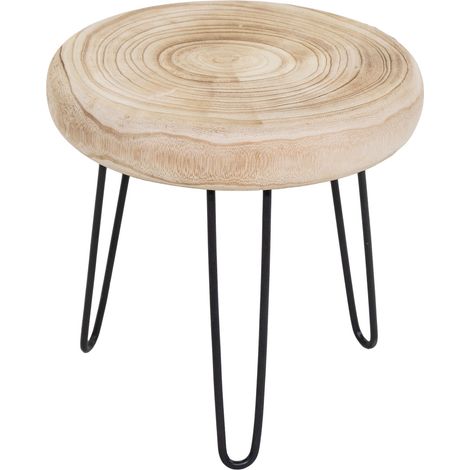 Holz Blumenhocker natur mit 3 Beinen - 32 cm - Massivholz Pflanzenständer rund naturbelassen