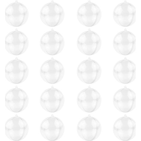 20 Pièces Boules de Noël Transparentes 6cm, Boules de Noël en Plastique à Remplir, DIY Decoration pour Sapins de Noël (1/5)