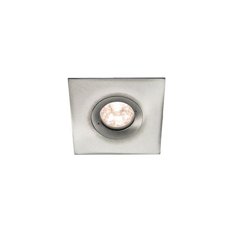 Spot BE BEST DESIGN GU10 carré fixe, alu brossé IP65 - EUROPOLE - 246533