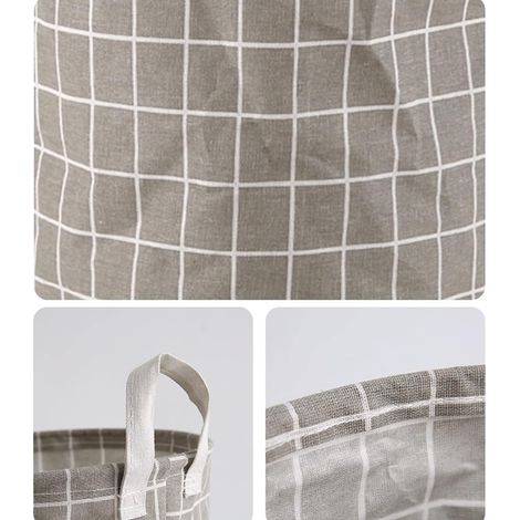 Dickwandiger Wäschekorb aus Baumwolle und Leinen, faltbar, großes Fassungsvermögen, mit Griff, für Schlafzimmer und Badezimmer, 43 x 37,5 cm, Grau (1/4)