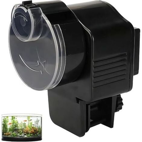 Distributeur automatique nourriture pour poissons, 60 ml, poissons pour granulés et bandes, Élevage, Aucune pile incluse, noir (1/5)