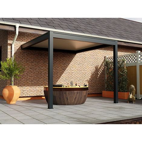 Pergola Bioclimatique Adossée Motorisée Aluminium 3x3 Anthracite O ORIAL France (1/5)