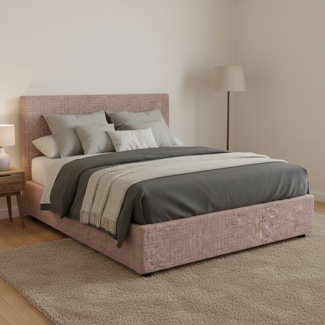 Letto Matrimoniale Worthing, Sfoderabile, Contenitore Made in Italy, Rosa Antico (1/4)