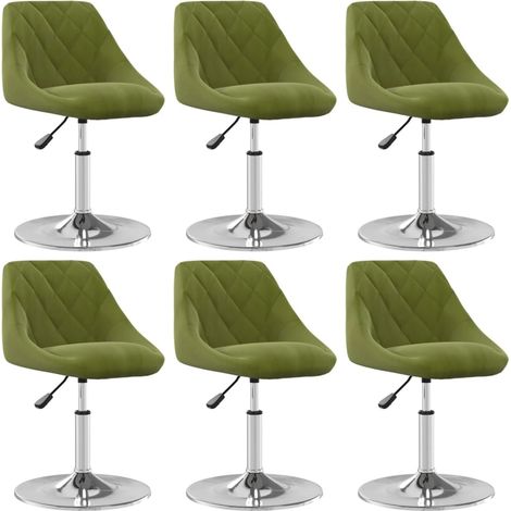 Chaises pivotantes à manger lot de 6 vert clair velours (1/4)